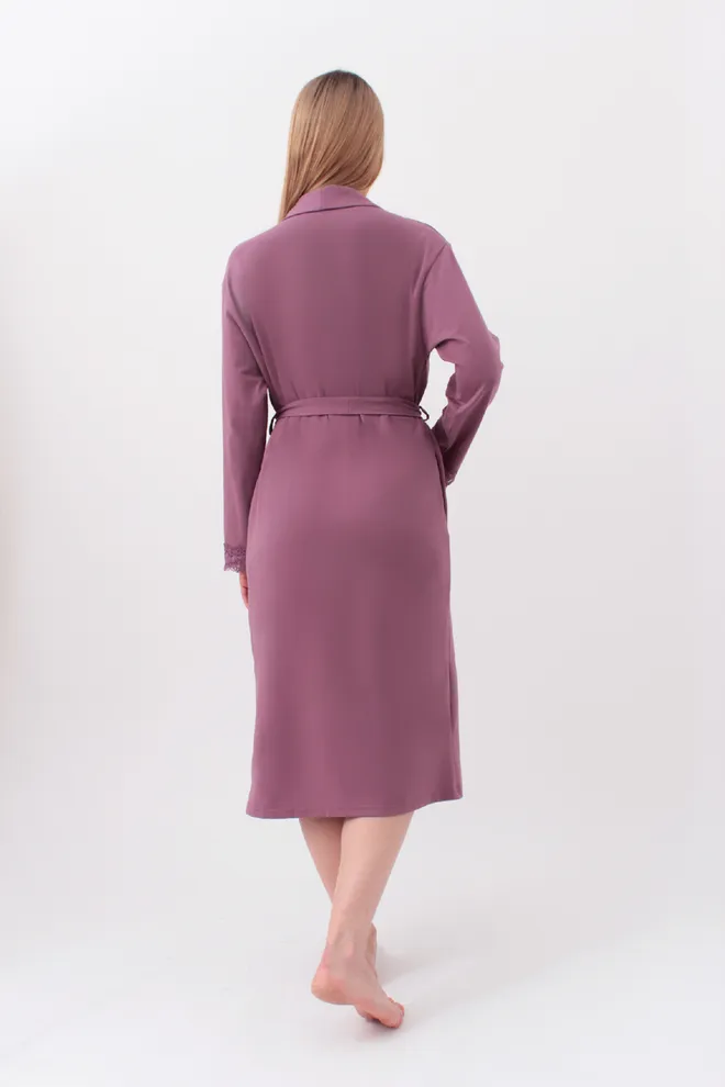 Женский халат на запах с кружевом SEVILLA 7330/011 Giulia (dark powder), розовый