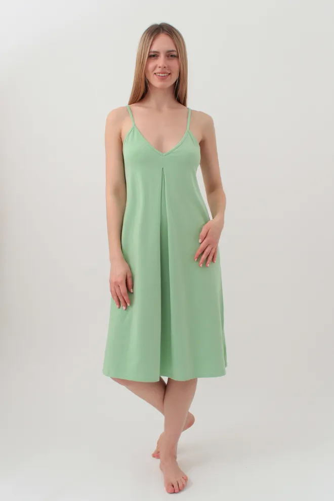 Хлопковая ночная рубашка на бретелях SEVILLA 8016/010 (light green), зеленый