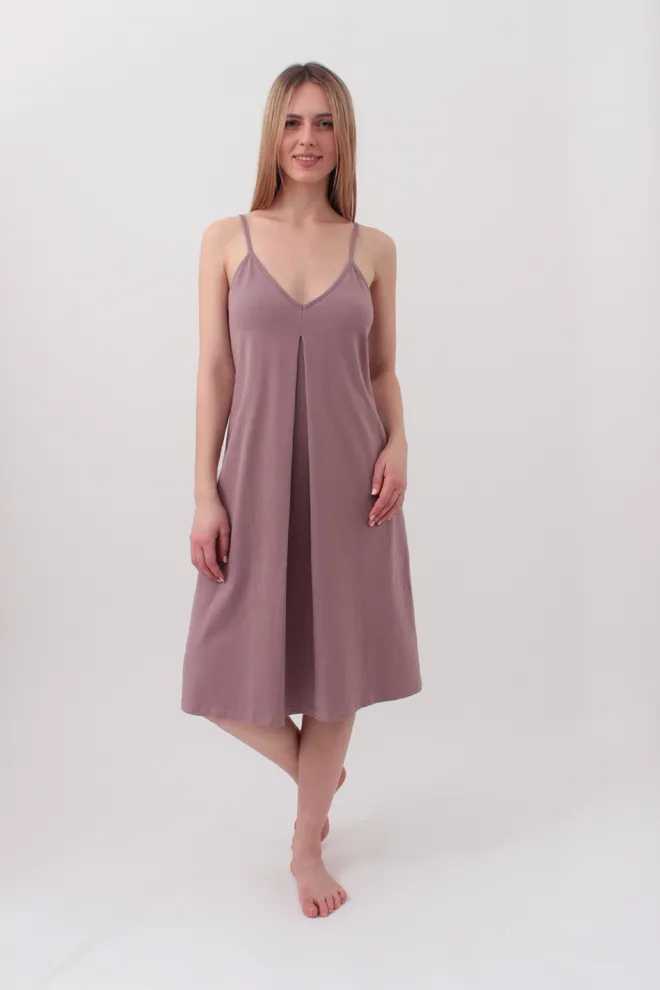 Хлопковая ночная рубашка на бретелях SEVILLA 8016/010 (light powder), розовый