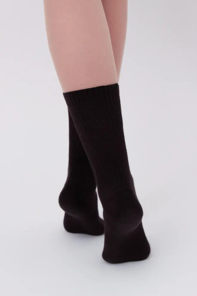 Носки женские высокие в рубчик WS4 rib Giulia (caffe) коричневые