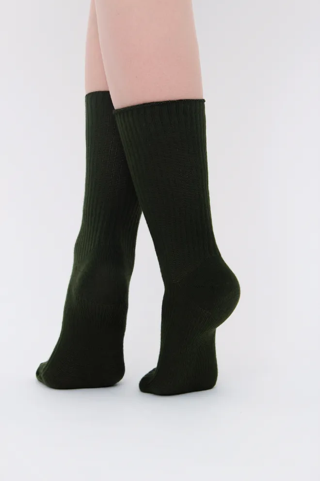 Носки женские высокие в рубчик WS4 rib Giulia (khaki) зеленые