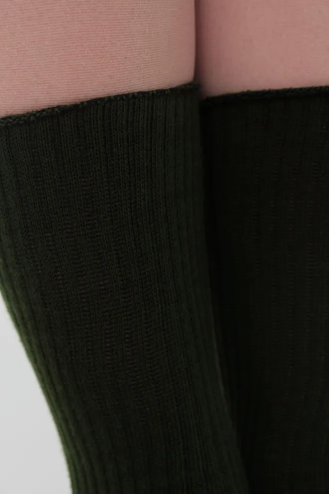 Носки женские высокие в рубчик WS4 rib Giulia (khaki) зеленые