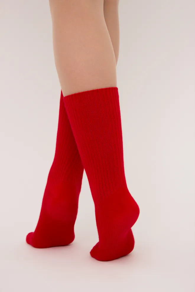 Носки женские высокие в рубчик WS4 rib Giulia (red) красные
