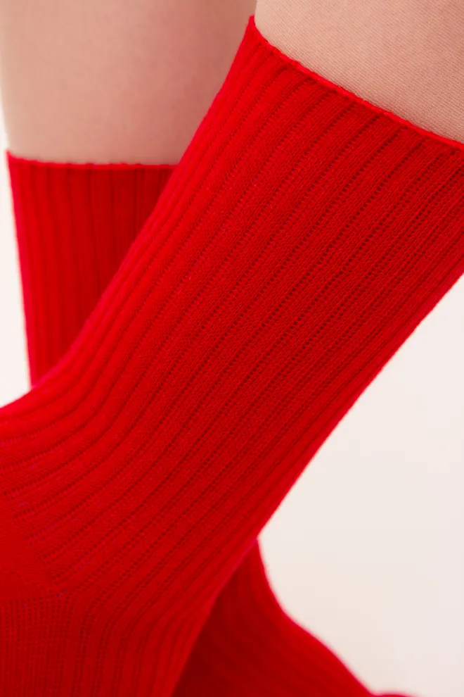 Носки женские высокие в рубчик WS4 rib Giulia (red) красные