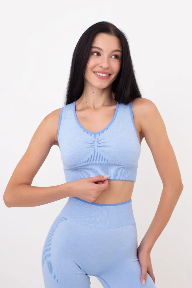 Безшовний топ TOP SPORT SHAPE MELANGE Giulia (lacecap hydrangea), блакитний