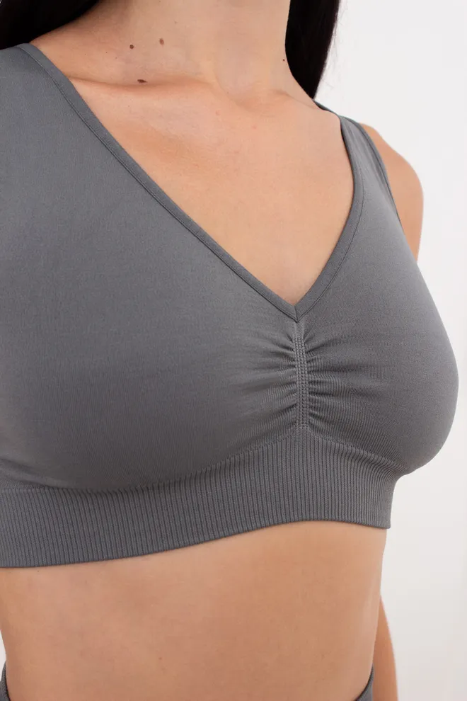 Бесшовный топ с push-up TOP SHAPE Giulia (poppy seed), серый