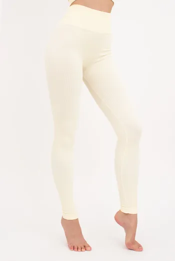 Леггинсы спортивные в рубчик с моделирующим швом LEGGINGS RIB Giulia (vanilla), желтый