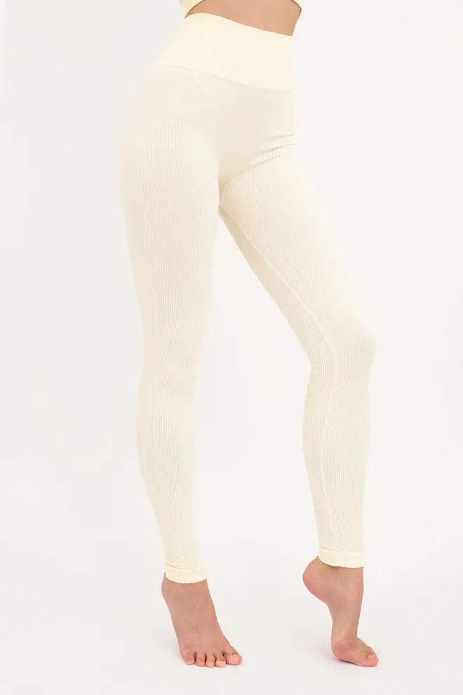 Легінси спортивні в рубчик з моделюючим швом LEGGINGS RIB Giulia (vanilla), жовтий