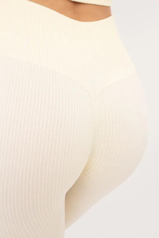 Легінси спортивні в рубчик з моделюючим швом LEGGINGS RIB Giulia (vanilla), жовтий