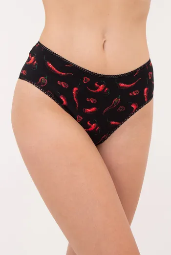Женские трусики бразилиана с принтом перцев BUNTARKA PRINT 2232/60 (black/peppers), черный Женские трусики бразилиана с принтом перцев BUNTARKA PRINT 2232/60 (black/peppers), черный