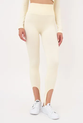 Бесшовные леггинсы в рубчик со штрипками LEGGINGS RIB STRIPE GIULIA x Lichi by Lichi (milk), желтый Бесшовные леггинсы в рубчик со штрипками LEGGINGS RIB STRIPE GIULIA x Lichi by Lichi (milk), желтый