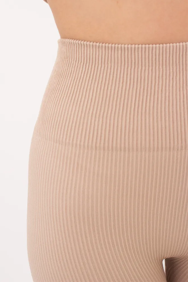 Бесшовные леггинсы в рубчик со штрипками LEGGINGS RIB STRIPE GIULIA x Lichi by Lichi (nude), бежевый