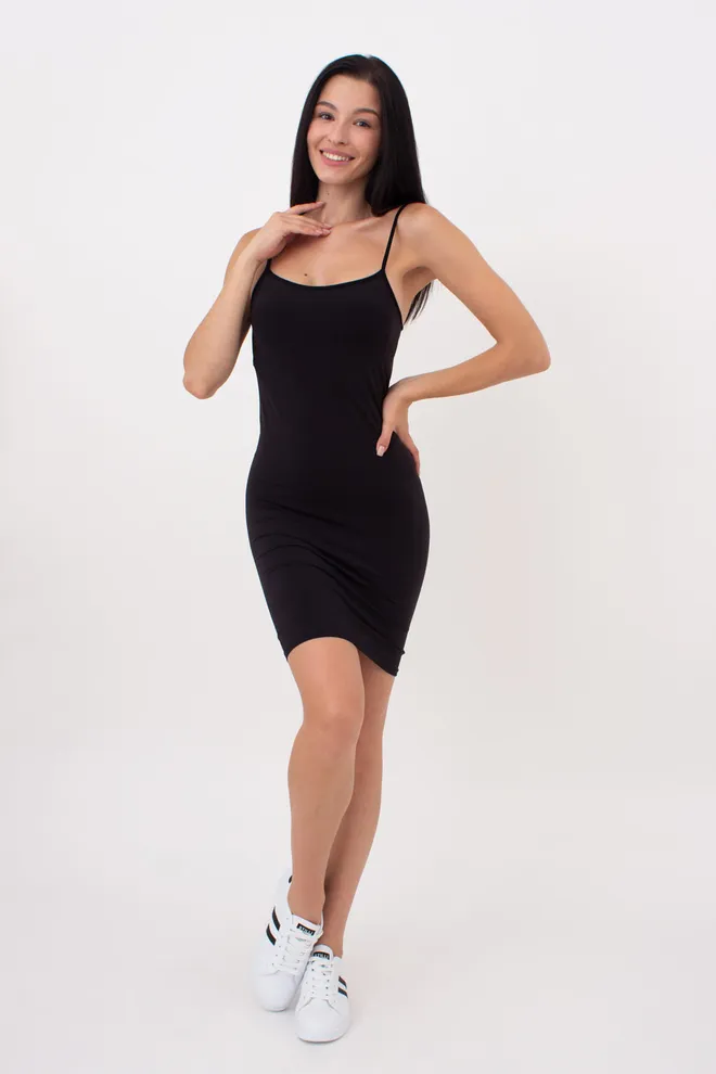 Бесшовное платье мини на тонких бретелях DRESS MINI GIULIA x Lichi by Lichi (black), черный
