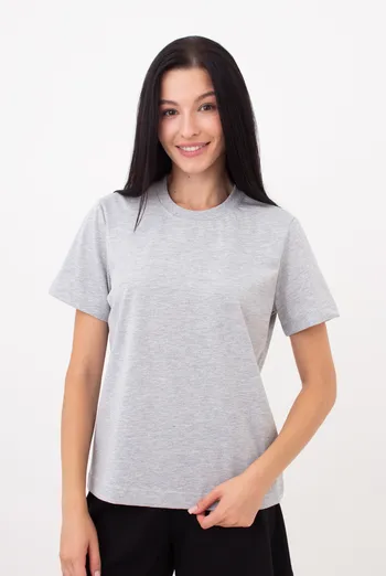 Женская хлопковая футболка T-SHIRT BASIC NECK 4815/010 (grey melange), серый Женская хлопковая футболка T-SHIRT BASIC NECK 4815/010 (grey melange), серый