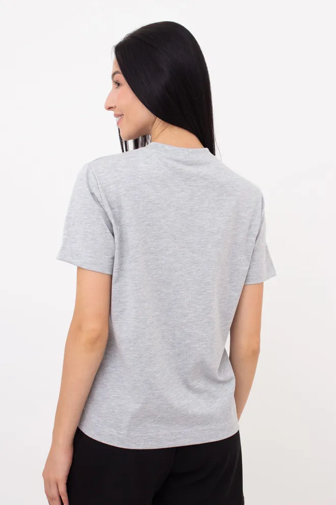 Женская хлопковая футболка T-SHIRT BASIC NECK 4815/010 (grey melange), серый
