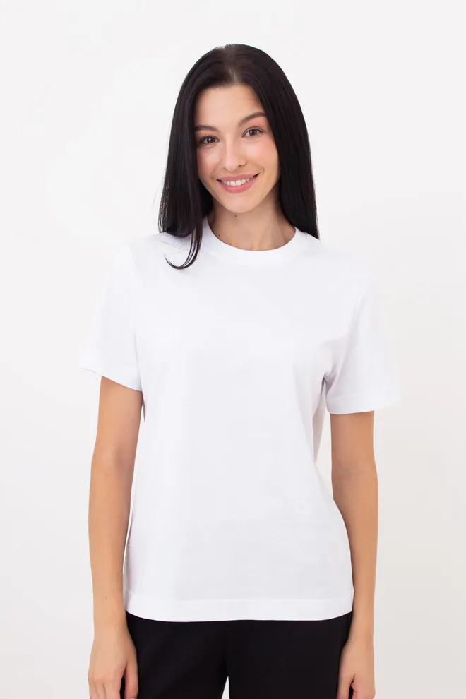 Женская хлопковая футболка T-SHIRT BASIC NECK 4815/010 (white), белый