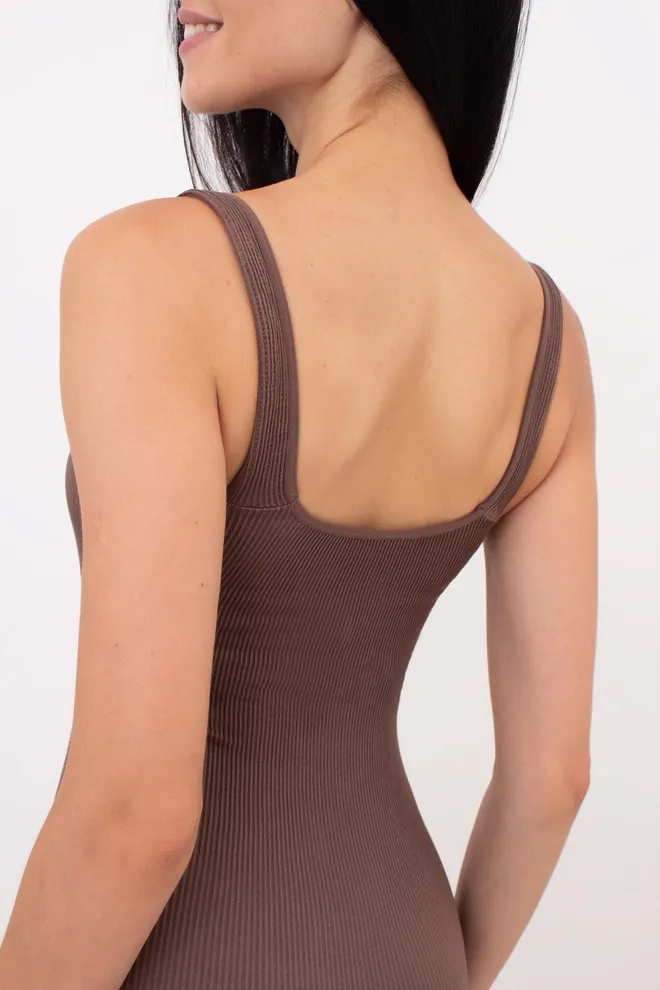 Жіночий комбінезон в рубчик JUMPSUIT RIB CO GIULIA x Lichi by Lichi (chocolate), коричневий