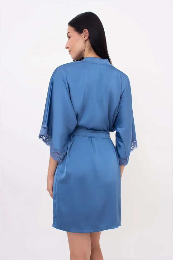 Шелковый халат женский на запа́х HELENA 7212/051 Giulia (light blue), голубой