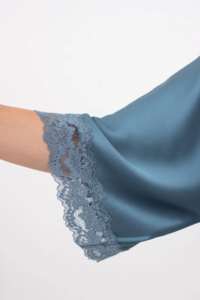 Шелковый халат женский на запа́х HELENA 7212/051 Giulia (turquoise), зеленый