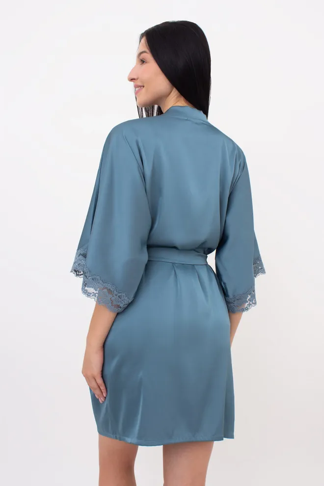 Шелковый халат женский на запа́х HELENA 7212/051 Giulia (turquoise), зеленый