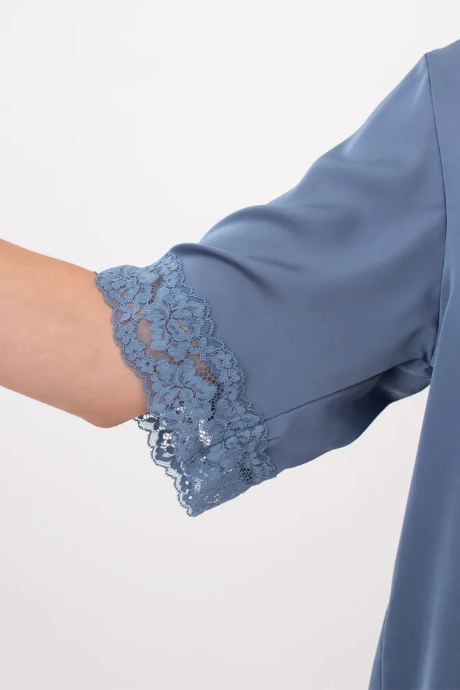 Жіноча піжама шовкова з мереживом HELENA 6602/051 Giulia (smoky blue), блакитний