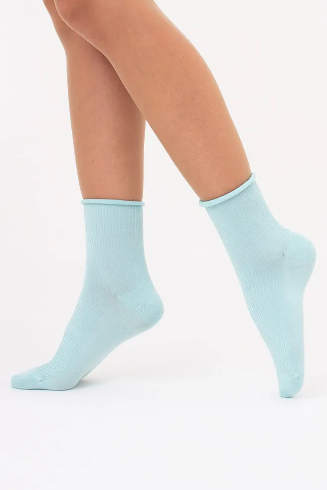 Женские носки в рубчик WS3 FASHION 060 Giulia (pastel turquoise), зеленый