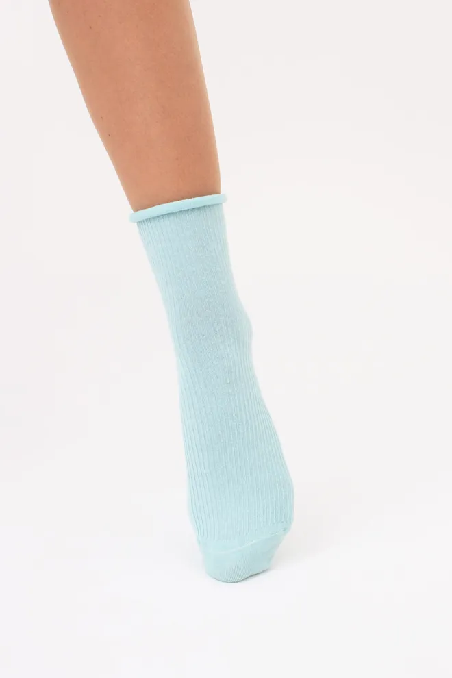 Женские носки в рубчик WS3 FASHION 060 Giulia (pastel turquoise), зеленый
