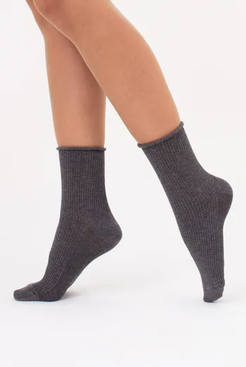 Женские носки в рубчик WS3 FASHION 060 Giulia (dark grey melange), серый