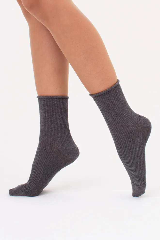 Женские носки в рубчик WS3 FASHION 060 Giulia (dark grey melange), серый