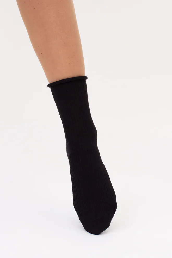 Женские носки в рубчик WS3 FASHION 060 Giulia (black), черный