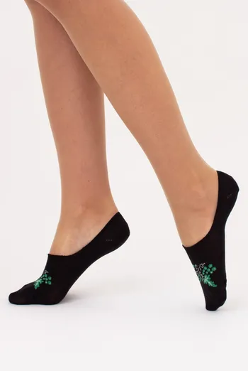 Хлопковые женские подследники с рисунком винограда WF1 UKR 2406 Giulia (black), черный