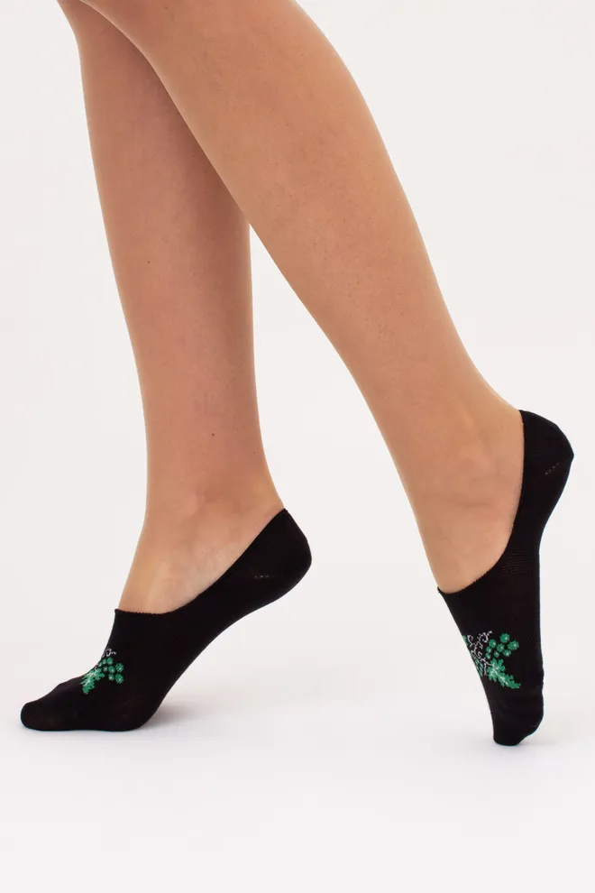 Хлопковые женские подследники с рисунком винограда WF1 UKR 2406 Giulia (black), черный