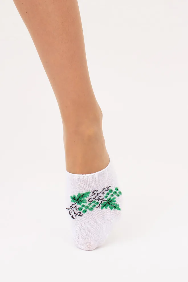 Хлопковые женские подследники с рисунком винограда WF1 UKR 2406 Giulia (white), белый