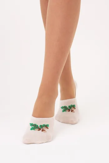 Хлопковые женские подследники с рисунком желудей WF1 UKR 2402 (panna), бежевый