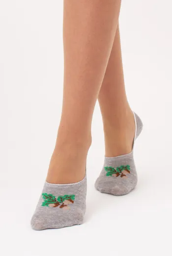 Хлопковые женские подследники с рисунком желудей WF1 UKR 2402 (light grey melange), серый Хлопковые женские подследники с рисунком желудей WF1 UKR 2402 (light grey melange), серый