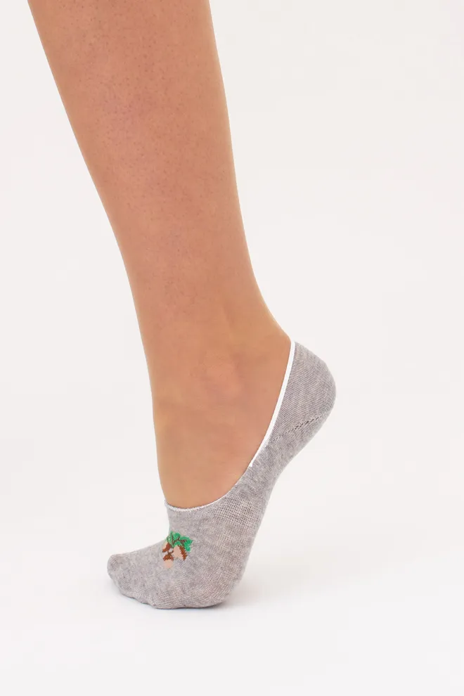 Хлопковые женские подследники с рисунком желудей WF1 UKR 2402 (light grey melange), серый