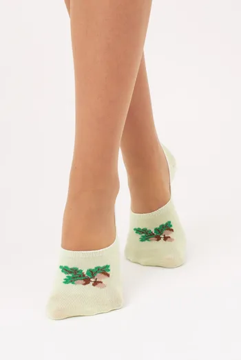 Хлопковые женские подследники с рисунком желудей WF1 UKR 2402 (salat), зеленый