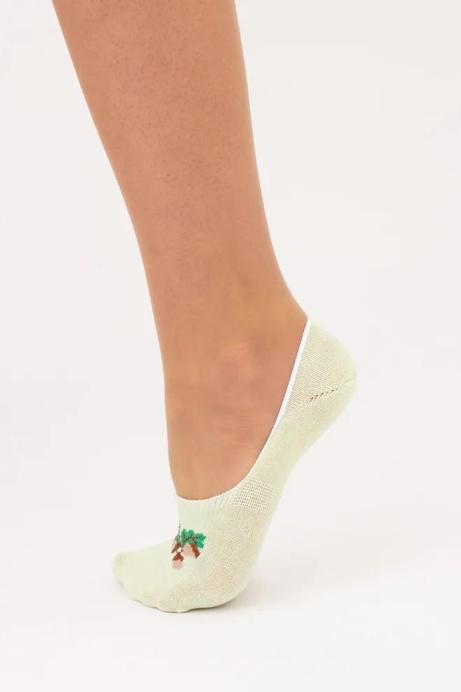 Хлопковые женские подследники с рисунком желудей WF1 UKR 2402 (salat), зеленый