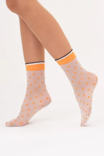 Носки женские классические в горошек NN-15 calzino Giulia (white/orange), белый/оранжевый