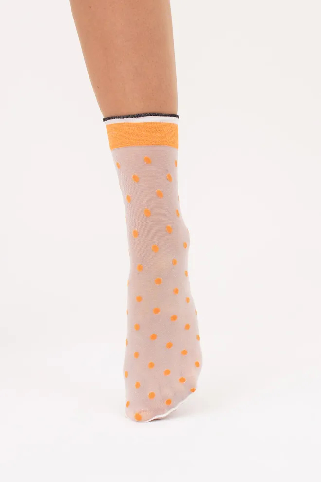 Носки женские классические в горошек NN-15 calzino Giulia (white/orange), белый/оранжевый