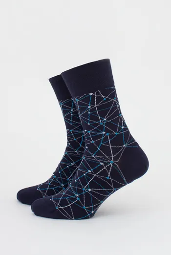 Носки мужские высокие с рисунком MS3 BASIC 2402 (navy blazer), синий Носки мужские высокие с рисунком MS3 BASIC 2402 (navy blazer), синий