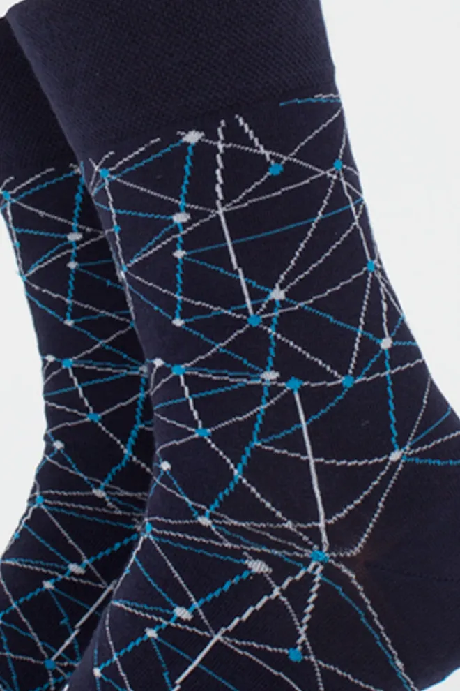 Шкарпетки чоловічі високі з малюнком MS3 BASIC 2402 (navy blazer), синій