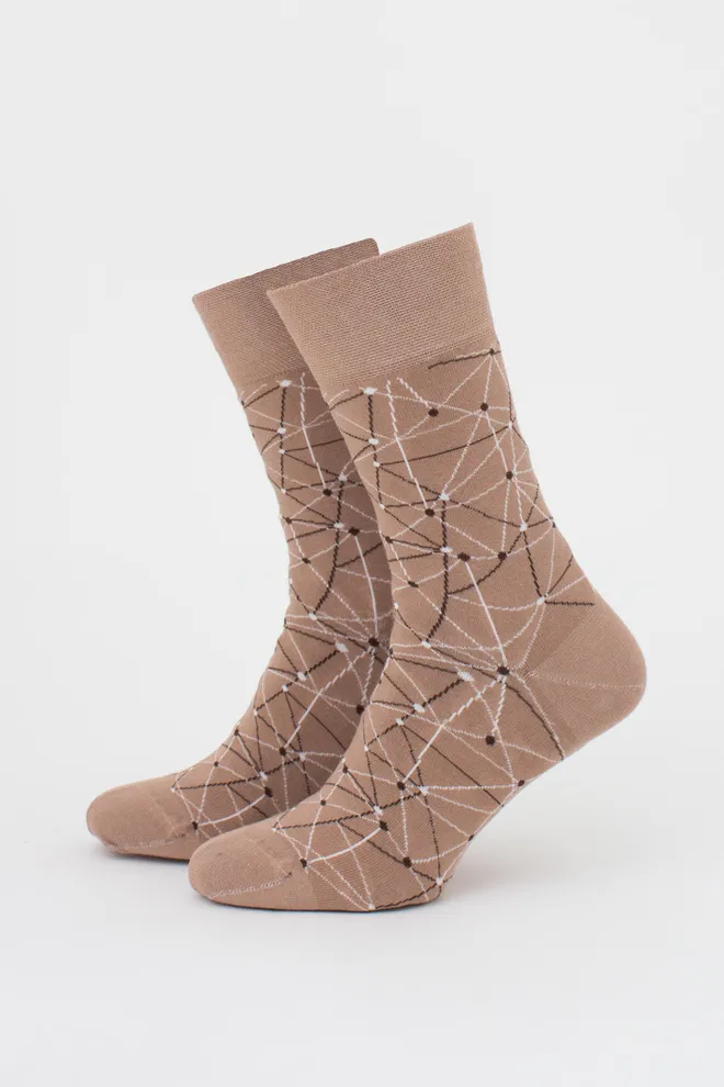 Носки мужские высокие с рисунком MS3 BASIC 2402 (chantarel), бежевый