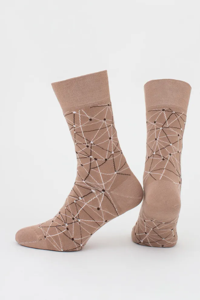 Носки мужские высокие с рисунком MS3 BASIC 2402 (chantarel), бежевый