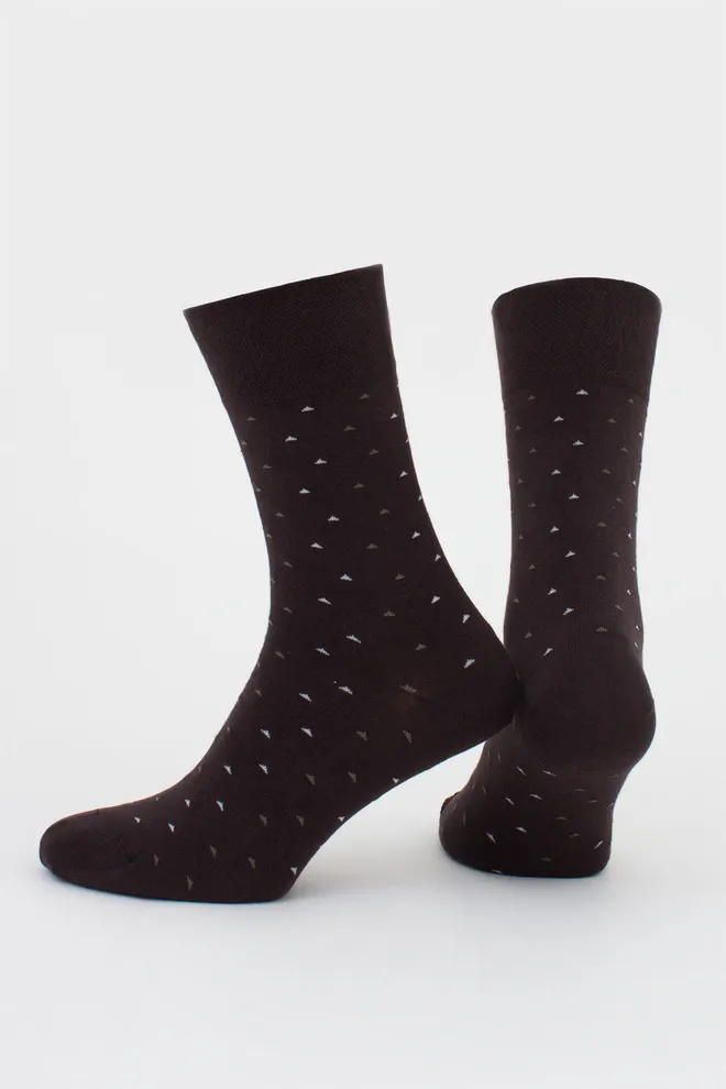 Шкарпетки чоловічі високі з малюнком MS3 BASIC 2401 GIULIA (caffe), коричневий