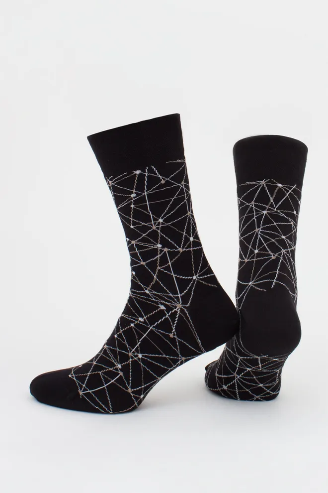 Носки мужские высокие с рисунком MS3 BASIC 2402 (black), черный