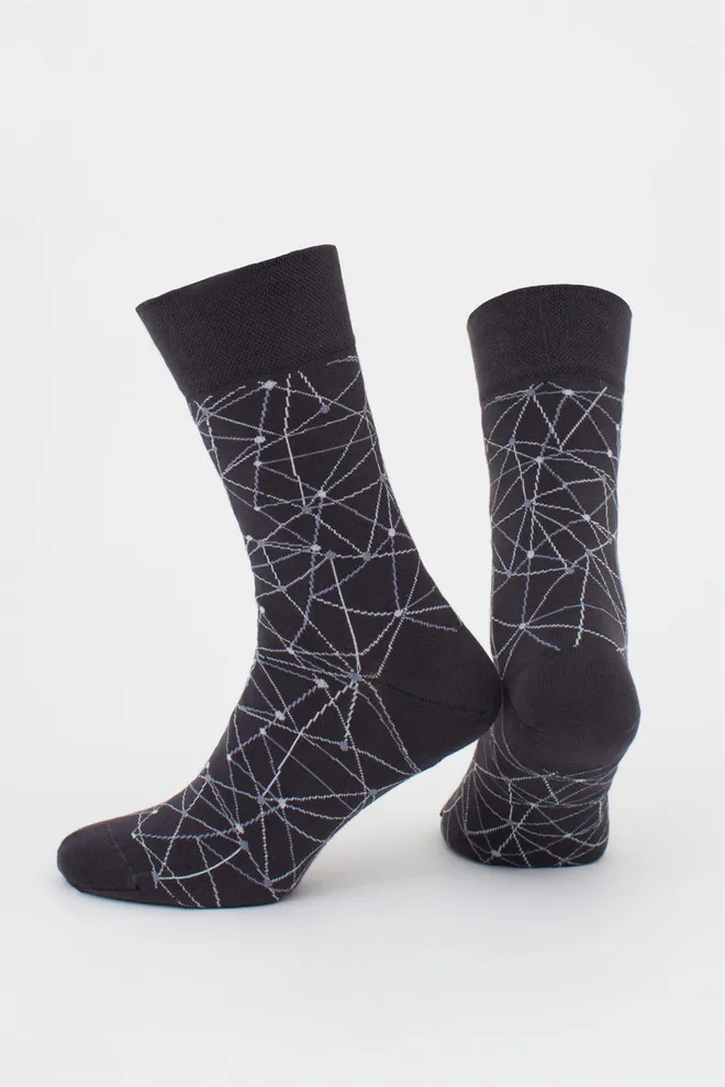 Носки мужские высокие с рисунком MS3 BASIC 2402 (iron), серый