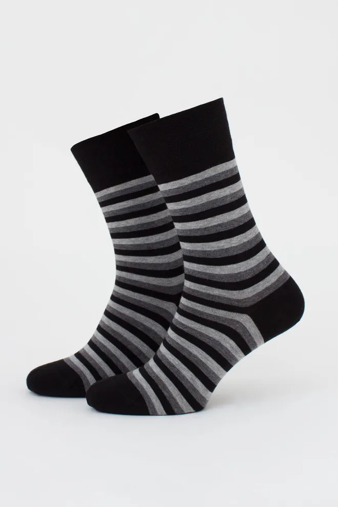 Чоловічі шкарпетки набір з 2 пар (орли та смужки) MS3 FASHION SET 2 (пак х2) Giulia (dark grey melange/black), сірий/чорний