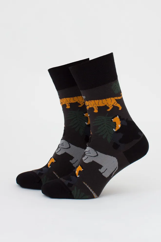 Чоловічі шкарпетки набір з 2 пар (тварини та смужки) MS3 FASHION SET 1 (пак х2) Giulia (pirate black/black), чорний