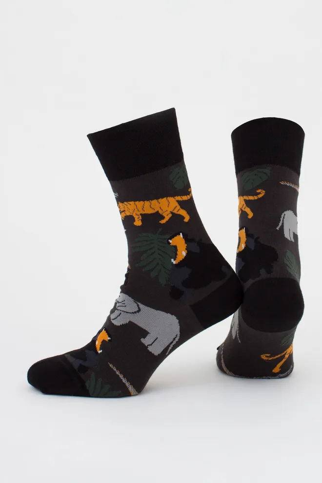 Чоловічі шкарпетки набір з 2 пар (тварини та смужки) MS3 FASHION SET 1 (пак х2) Giulia (pirate black/black), чорний